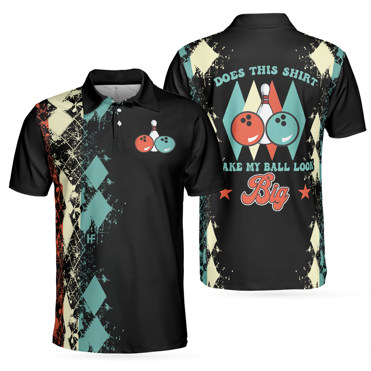 Does This Shirt Make My Ball Look Big Bowling Polo Shirt, Unique Argyle Pattern Bowling Shirt For Bowling Lovers