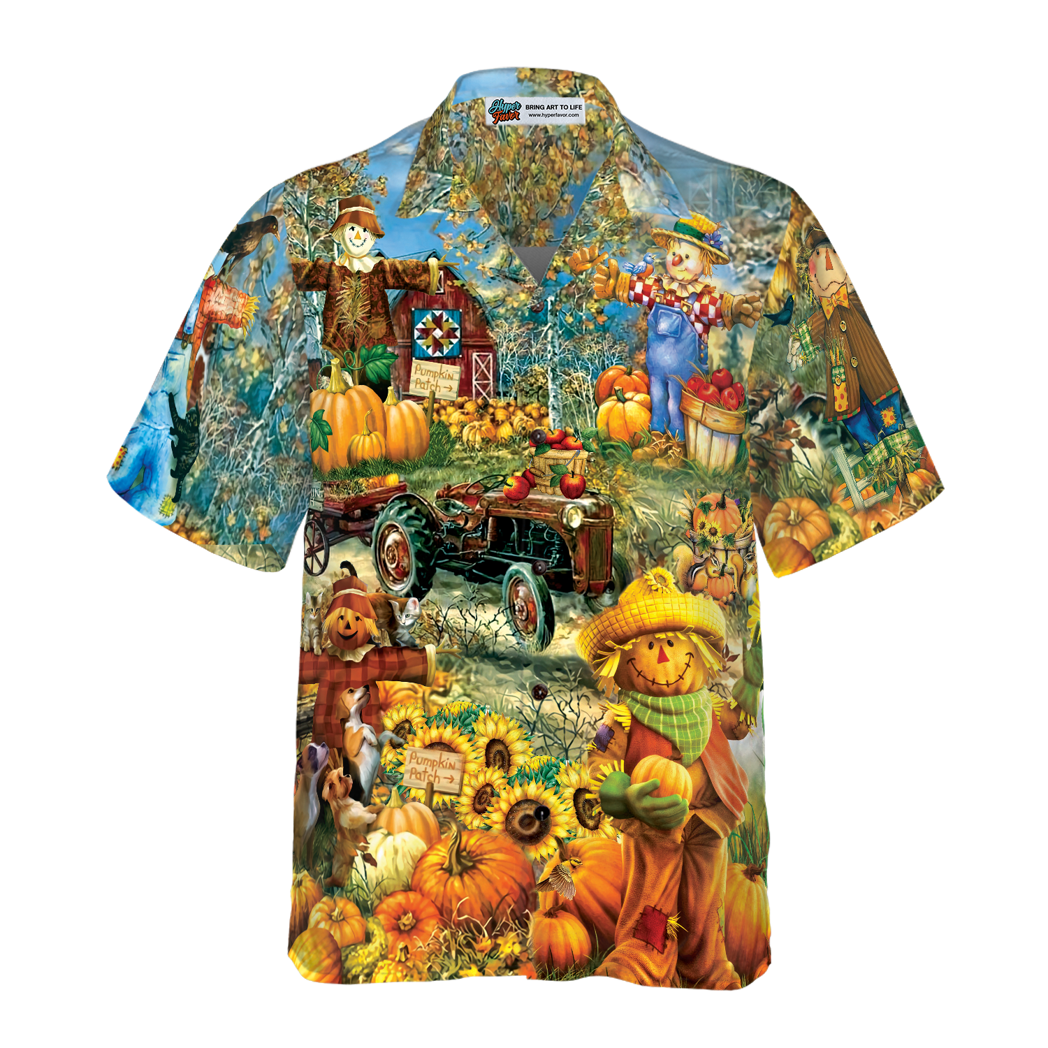 Smiley Pumpkin On The Farm Thanksgiving Hawaiian Shirt, Unique Thanksgiving Gift Idea