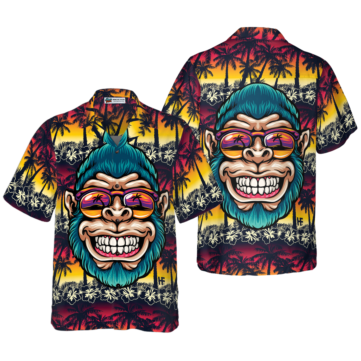 Cool Monkey Head In Paradise Hawaiian Shirt