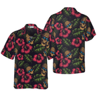 Pineapple Skull Tropical Flowers Black Hawaiian Shirt