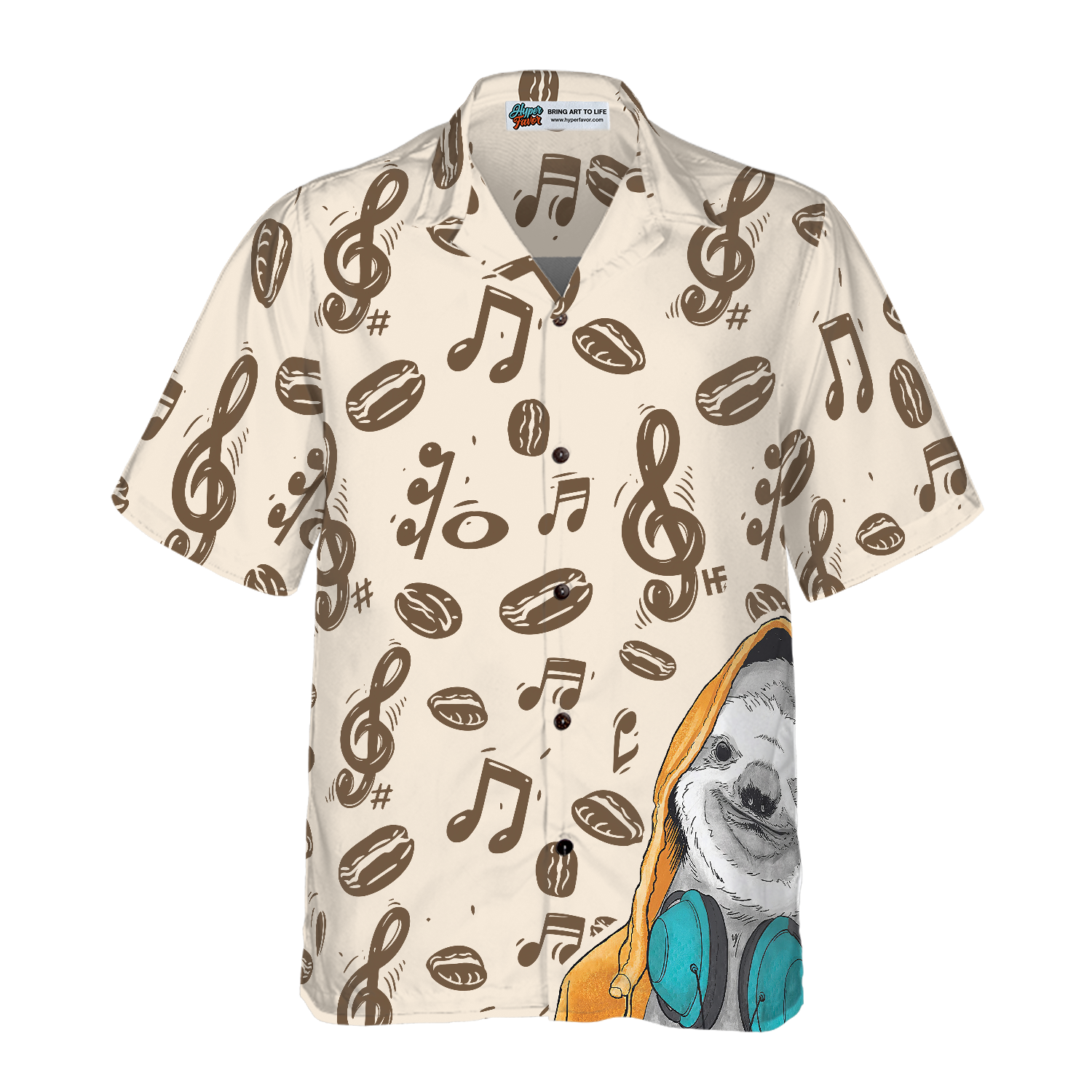 Music Note And Sloth Shirt For Men Hawaiian Shirt