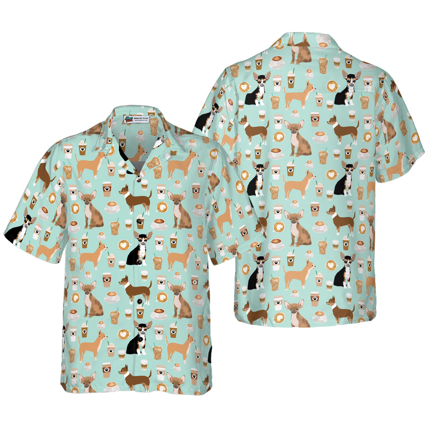 Coffee And Chihuahua Shirt For Men Hawaiian Shirt