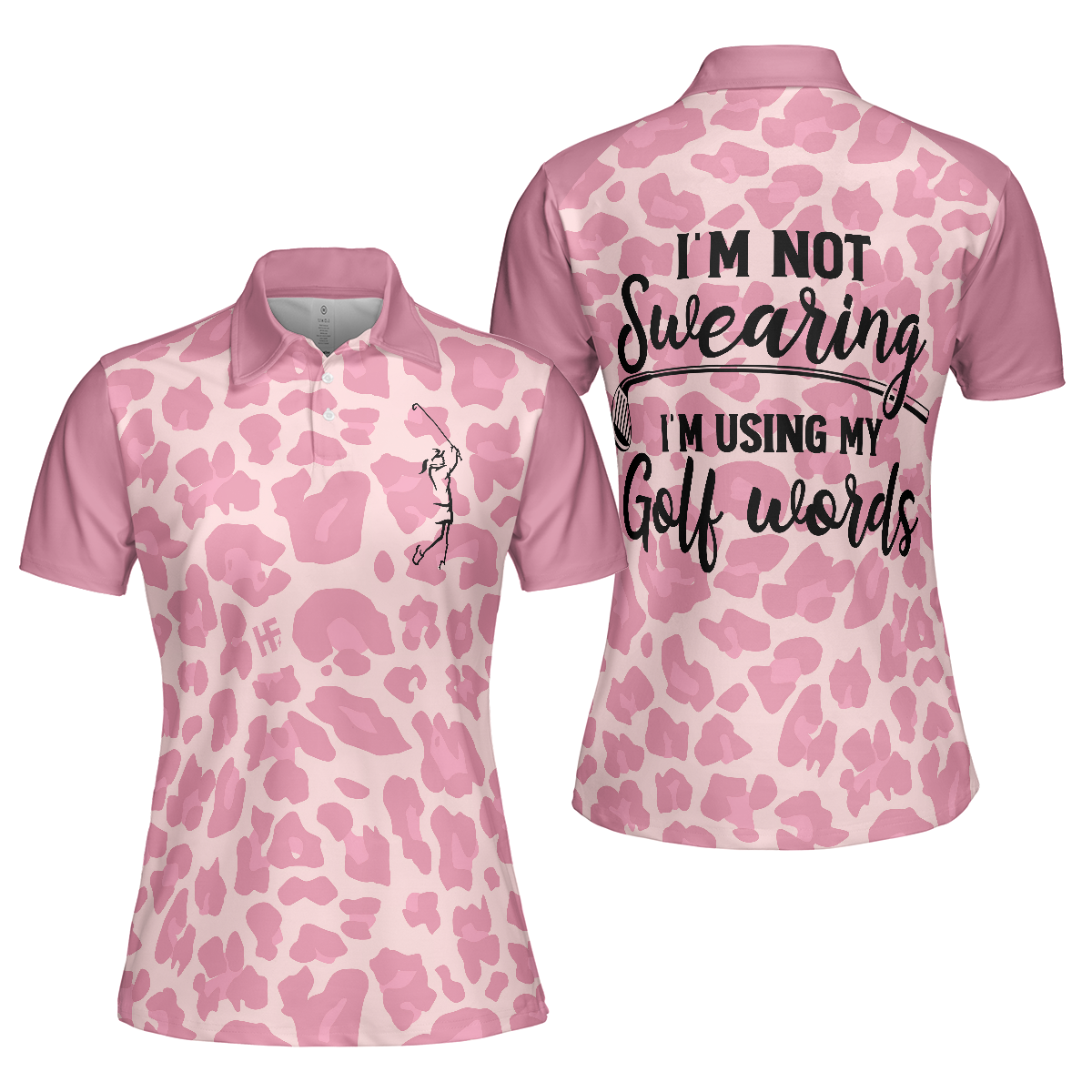 Golf Women Short Sleeve Women Polo Shirt, Pink Leopard Shirt For Golf Ladies, Funny Golf Shirt With Sayings
