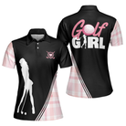 Golf Girl In Black And Pink Plaid Pattern Golf Short Sleeve Women Polo Shirt, Unique Golf Shirt For Ladies