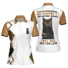Shh My Coffee And I Are Having A Moment I Will Deal With You Later Short Sleeve Women Polo Shirt, Leopard Shirt - Hyperfavor