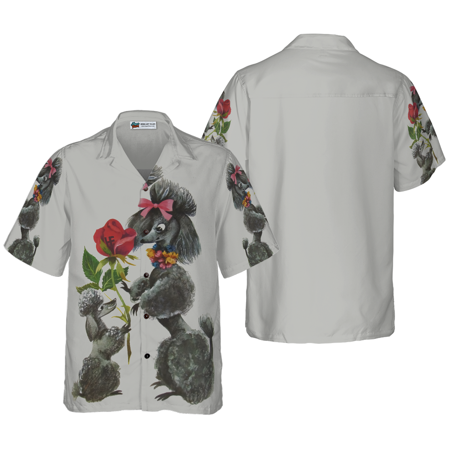 Sweet Poodles With Flower Hawaiian Shirt