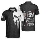 I Hit Golf Ball Polo Shirt, Black And White Golf Shirt Design With Sayings, Scary Skeleton Golf Shirt