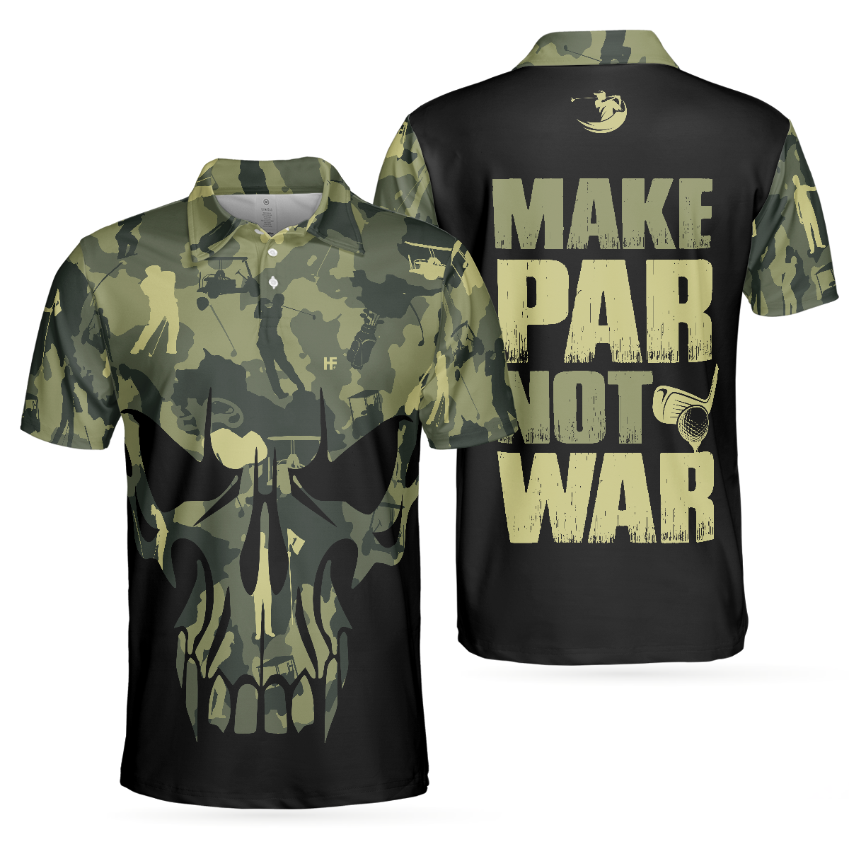 Make Par Not War Polo Shirt, Camouflage Pattern Golf Shirt For Veterans, Golf Gift Idea For Military Dad
