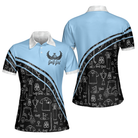 Golf Girl In Black And Blue Seamless Pattern Golf Short Sleeve Women Polo Shirt, Cool Golf Shirt For Ladies