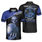 Skull Bowling Polo Shirt, Satanic Skeleton Bowler Bowling Shirt For Men