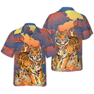 Oriental Powerful Tiger Hawaiian Shirt, Dawn Sun And Cloud Tiger Print Shirt For Men