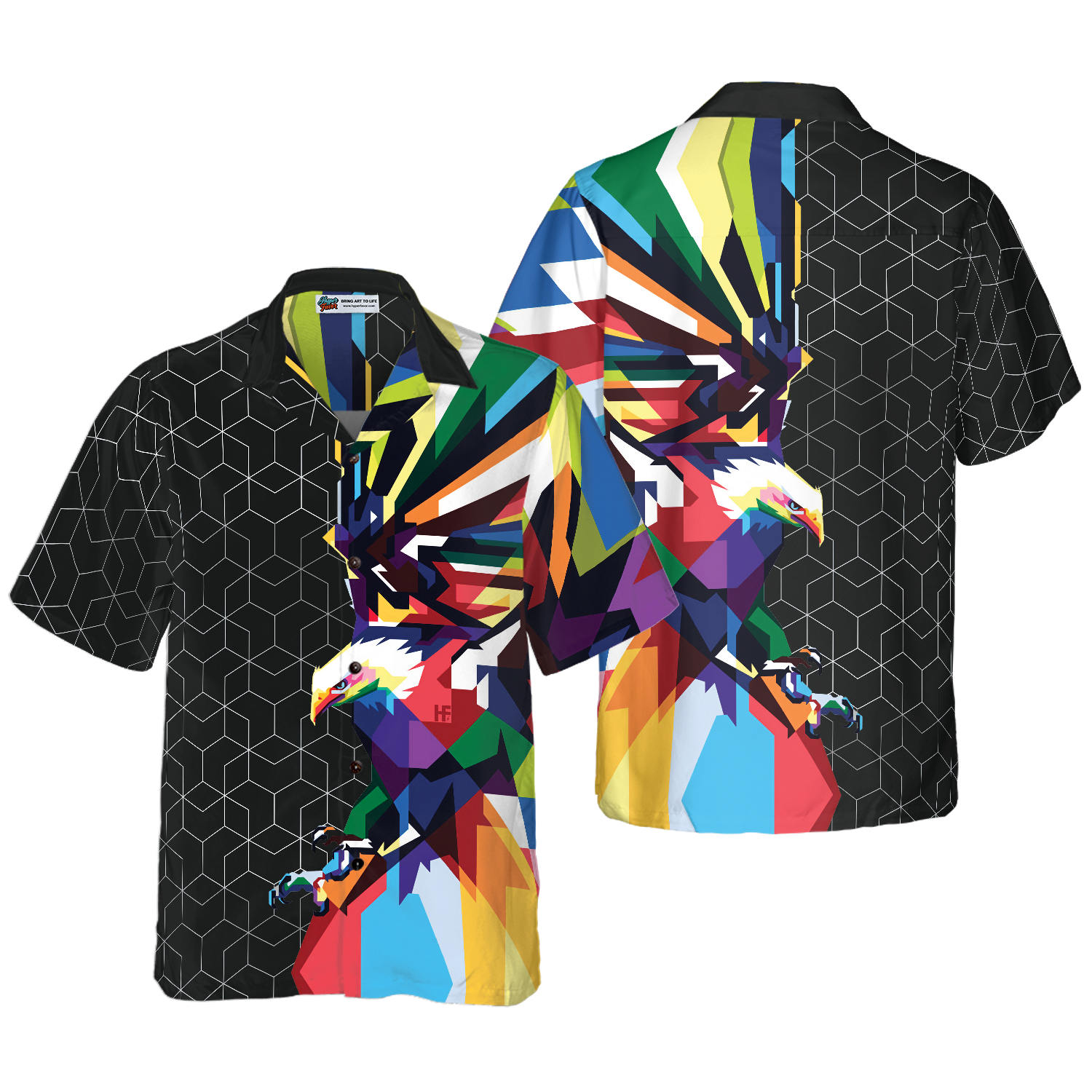 Awesome Colorful American Eagle Design Hawaiian Shirt