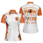 Golf I Have Two Titles Short Sleeve Women Polo Shirt, Orange Leopard Golf Shirt For Ladies, Gift For Golf Mom
