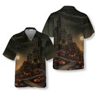 Halloween Haunted House On The Hill With Pumpkin Hawaiian Shirt, Full Moon Haunted Jack-o'-lantern Hawaiian Shirt For Men