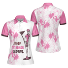 Ladies Mrs. Bones Golf Pink Argyle Short Sleeve Women Polo Shirt, Proof That Women Can Drive White And Pink Golf Shirt For Ladies