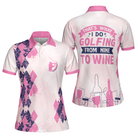 Golfing From Nine To Wine Short Sleeve Women Polo Shirt, White And Red Golf Polo Shirt, Golf Shirt For Wine Lovers