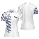 Bluebonnet Golf Short Sleeve Women Polo Shirt, Floral Texas Golf Shirt For Ladies