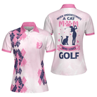 Never Underestimate A Cat Mom Golf Girl Short Sleeve Women Polo Shirt