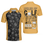 Rules Of Golf Polo Shirt, Black And Orange Golfing Shirt With Sayings, Cool Golf Gift For Beer Lovers
