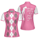 Are You Staring At My Putt Again Golf Short Sleeve Women Polo Shirt, White And Pink Argyle Pattern Golf Shirt For Ladies