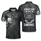 Golf Shut Up Polo Shirt, Scary Skull Golf Shirt Design For Men, Best Halloween Golf Gift For Golfers