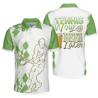 Tennis Now Beer Later Polo Shirt, White And Green Tennis Shirt For Men