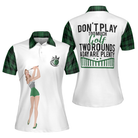 Don't Play Too Much Golf Short Sleeve Women Polo Shirt, Green Plaid Pattern Shirt For Women, Best Golf Gift Idea