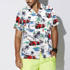 Fire Truck Friend Of Firefighter Hawaiian Shirt, White Tropical Red Fire Truck Firefighter Shirt For Men
