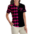 I'm A Survivor Breast Cancer Awareness Short Sleeve Women Polo Shirt, Black And Pink Argyle Pattern Shirt