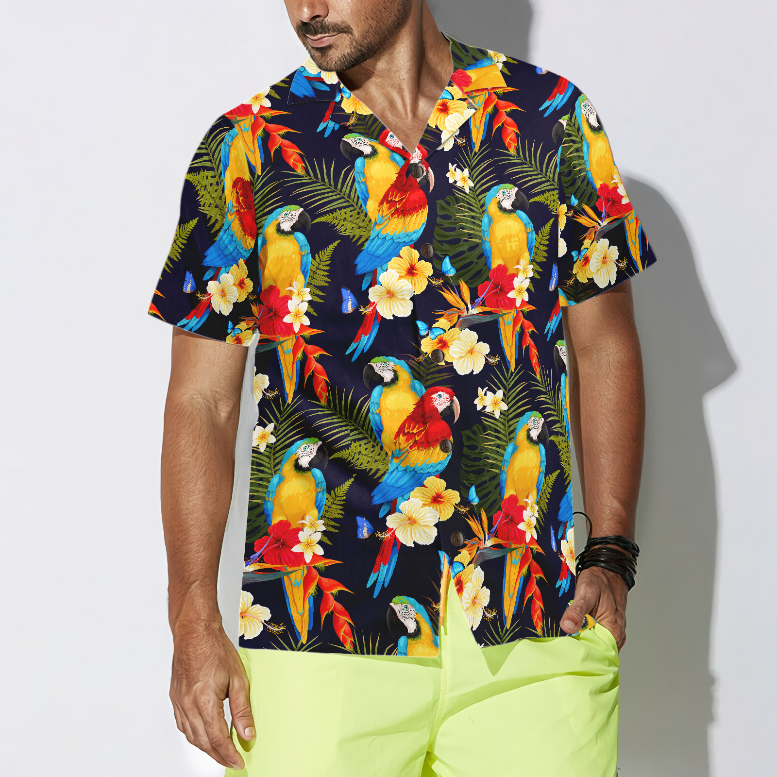 Flower And Parrot Hawaiian Shirt