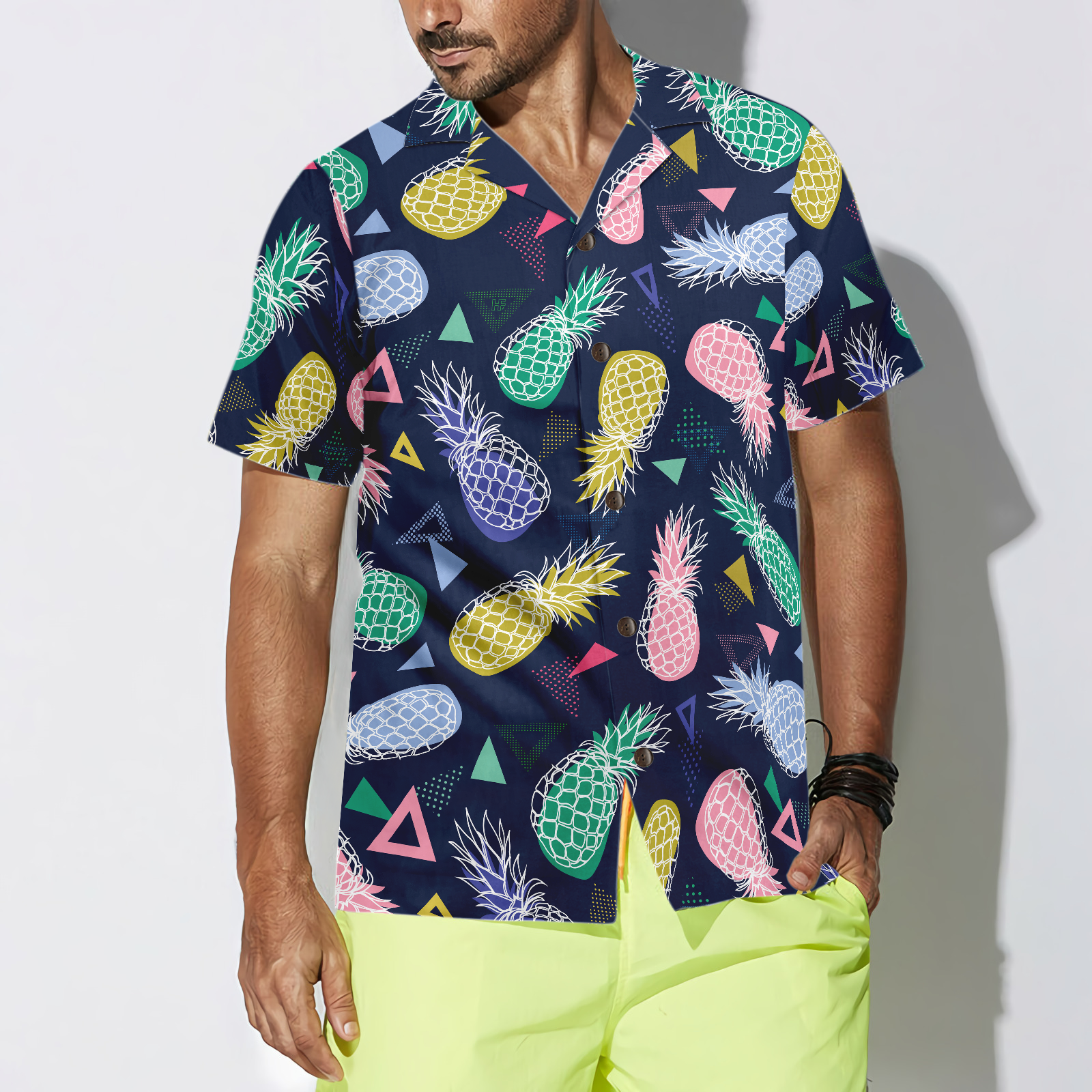 Pineapple Fruits In Memphis Style Hawaiian Shirt