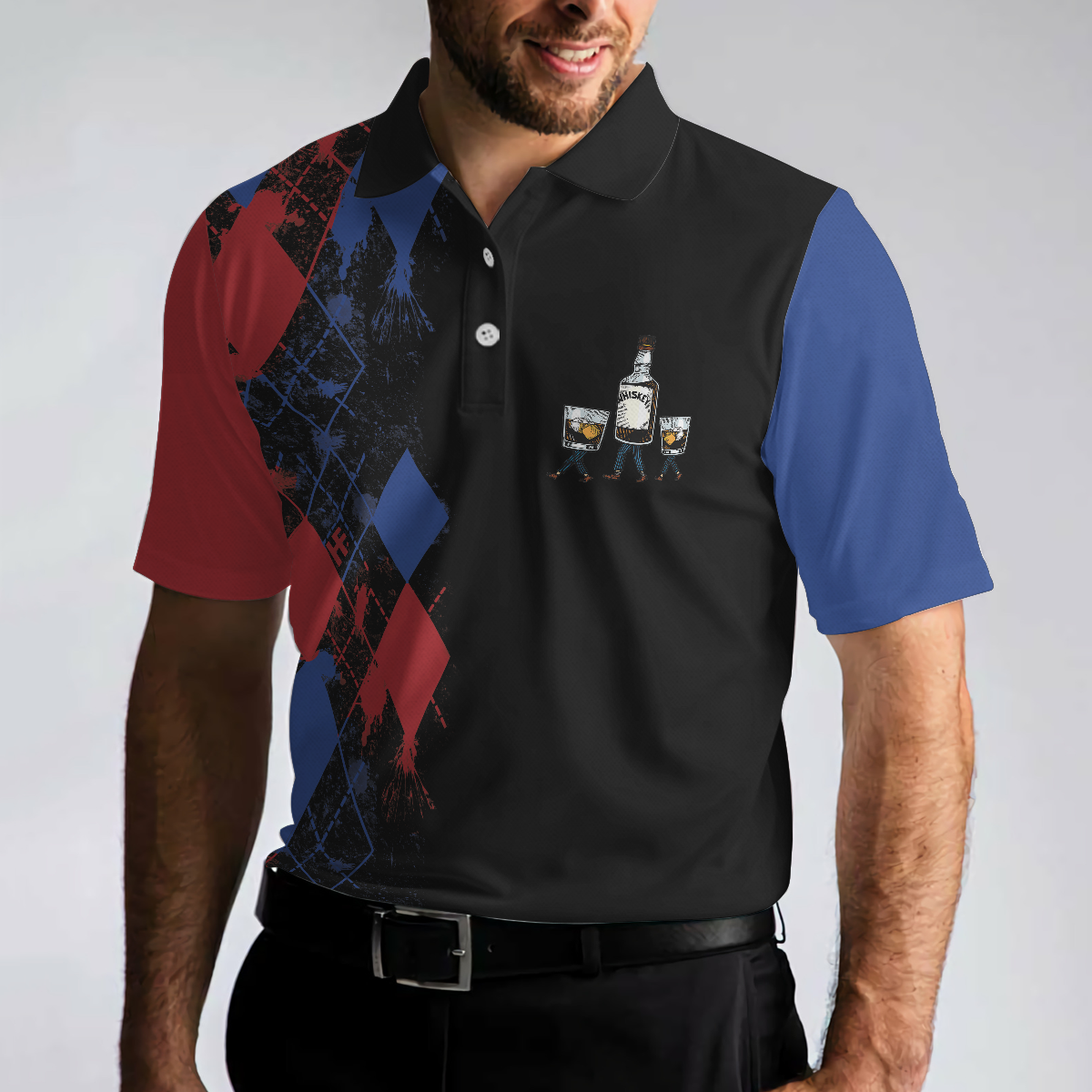 Bowling If I'm Drunk Polo Shirt, Argyle Pattern Polo Shirt Design, Funny Bowling Shirt For Male Players