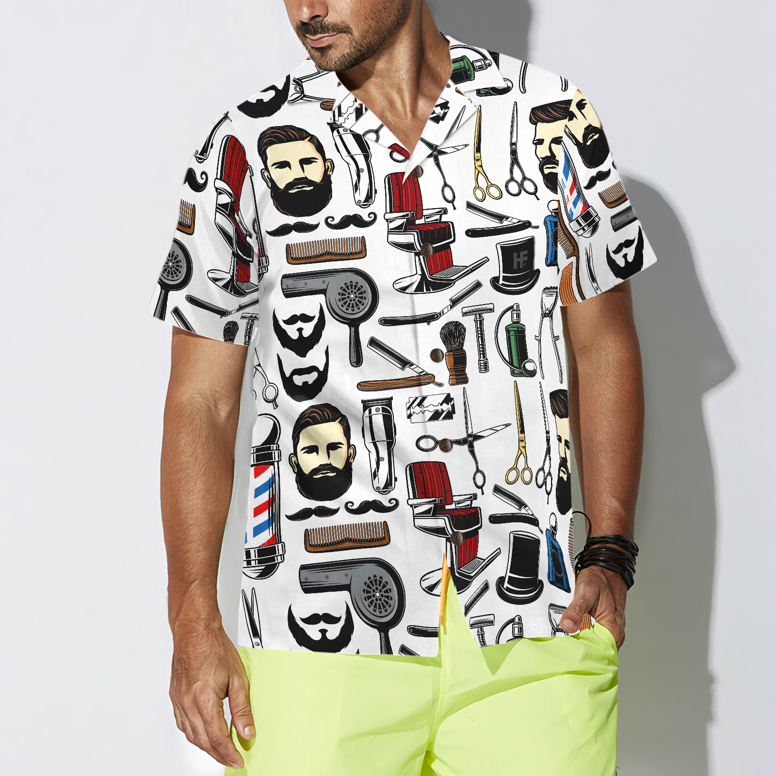 Barbershop Haircut & Shave Tools Hawaiian Shirt