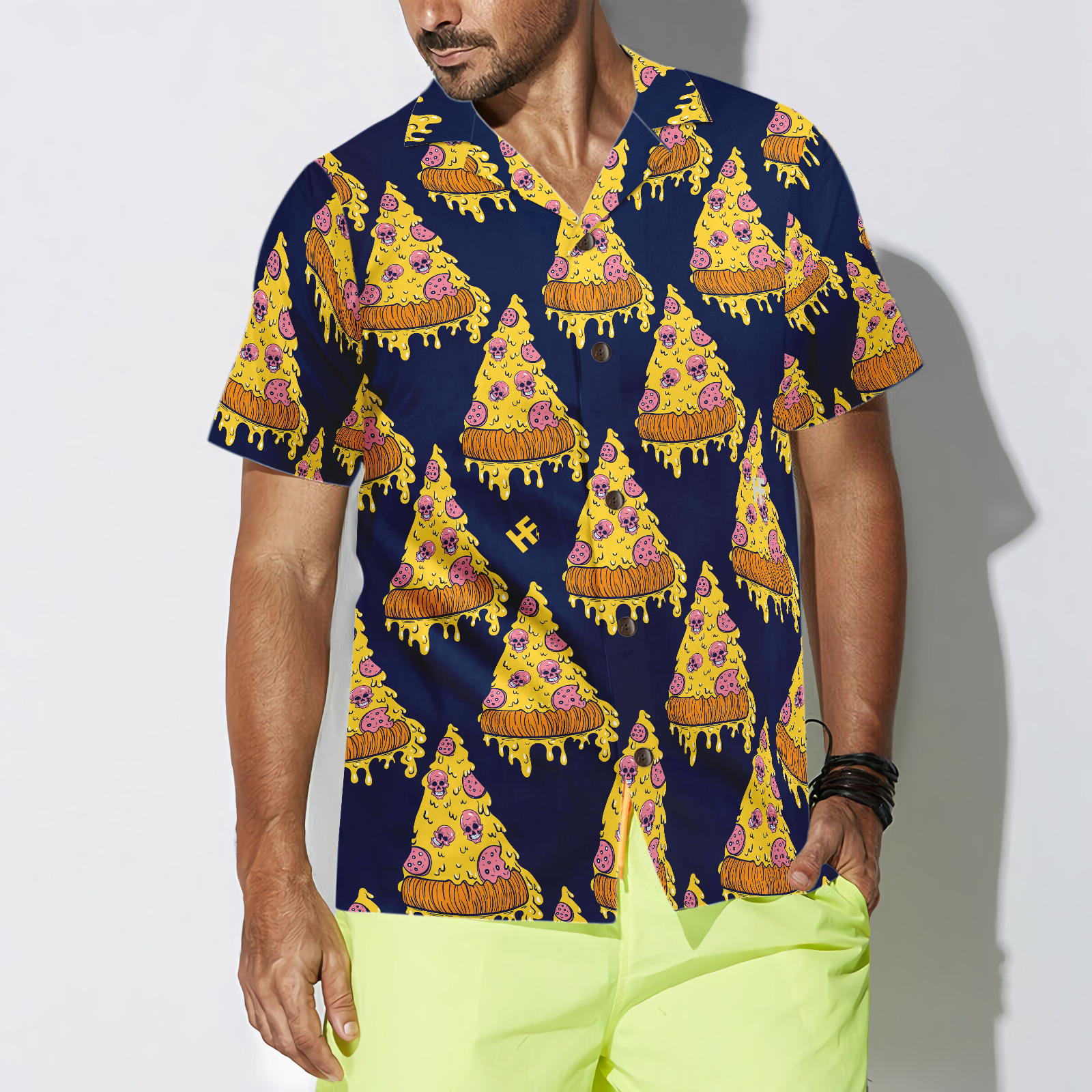 Pizza Skull Pattern Shirt Hawaiian Shirt