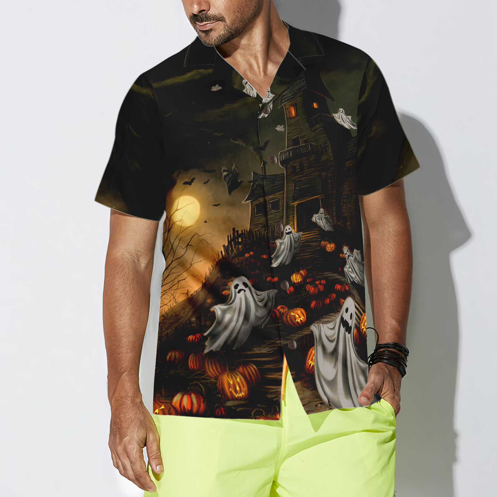 Haunted House For Ghost Halloween Hawaiian Shirt, Halloween Shirt For Men And Women
