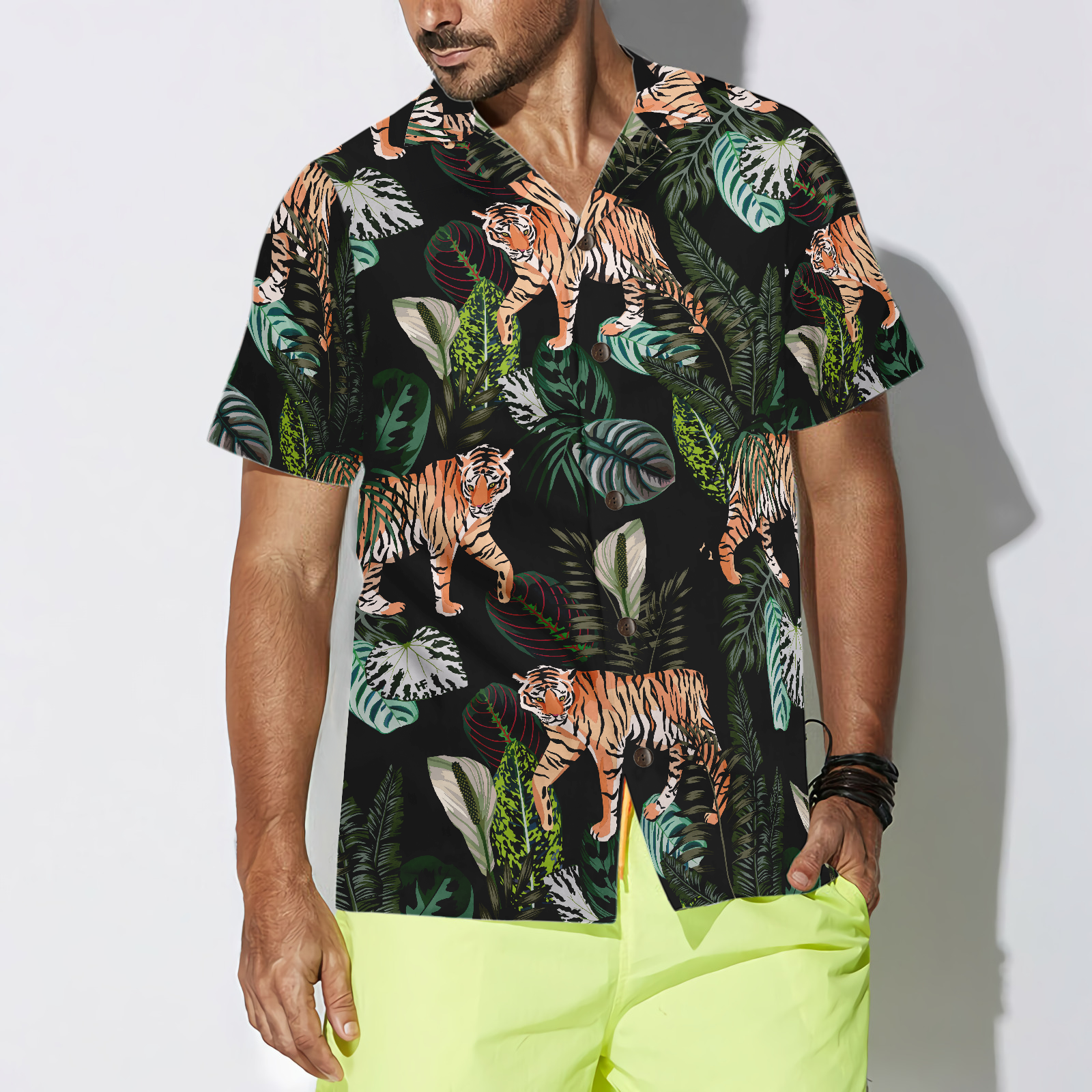 Dark Jungle Exotic Tiger Shirt For Men Hawaiian Shirt