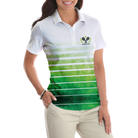 Abstract Green Geometric Tennis Short Sleeve Women Polo Shirt