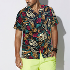 Skulls With Blue Snakes And Red Roses Hawaiian Shirt