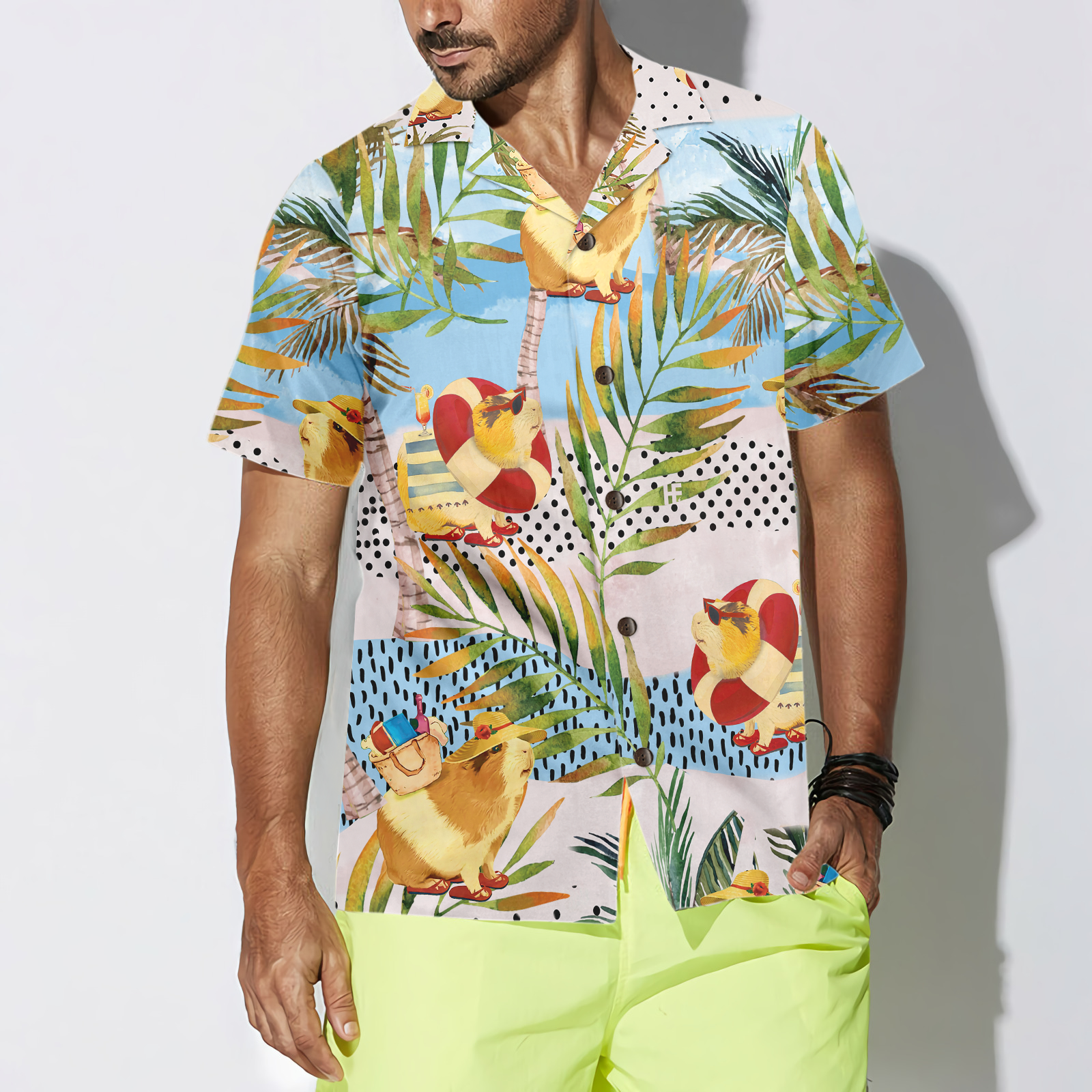 Guinea Pig On The Beach Hawaiian Shirt