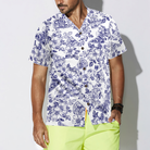 Blue Floral Pizza Pattern Shirt Hawaiian Shirt