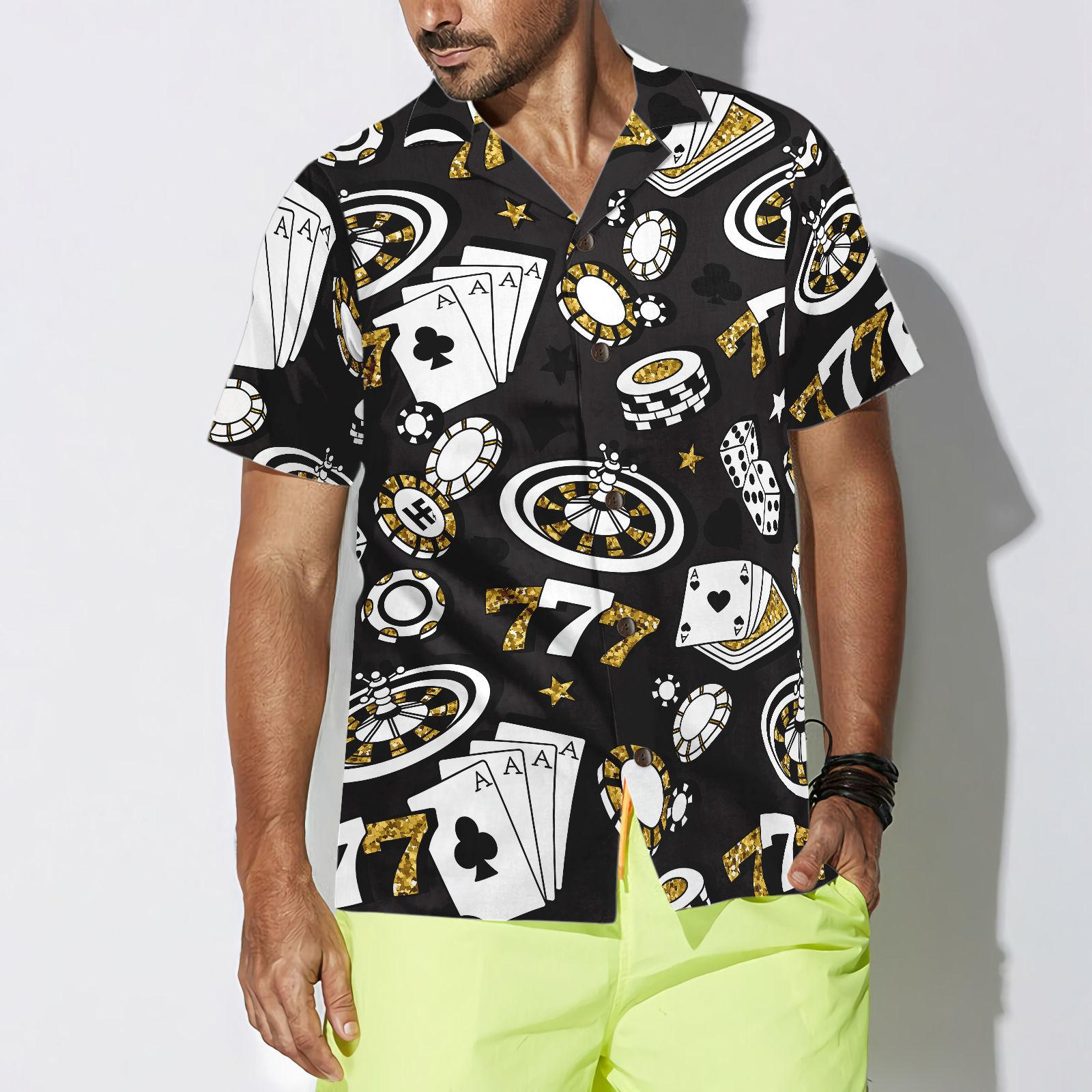 Playing Chip Cards Poker Shirt For Men Hawaiian Shirt