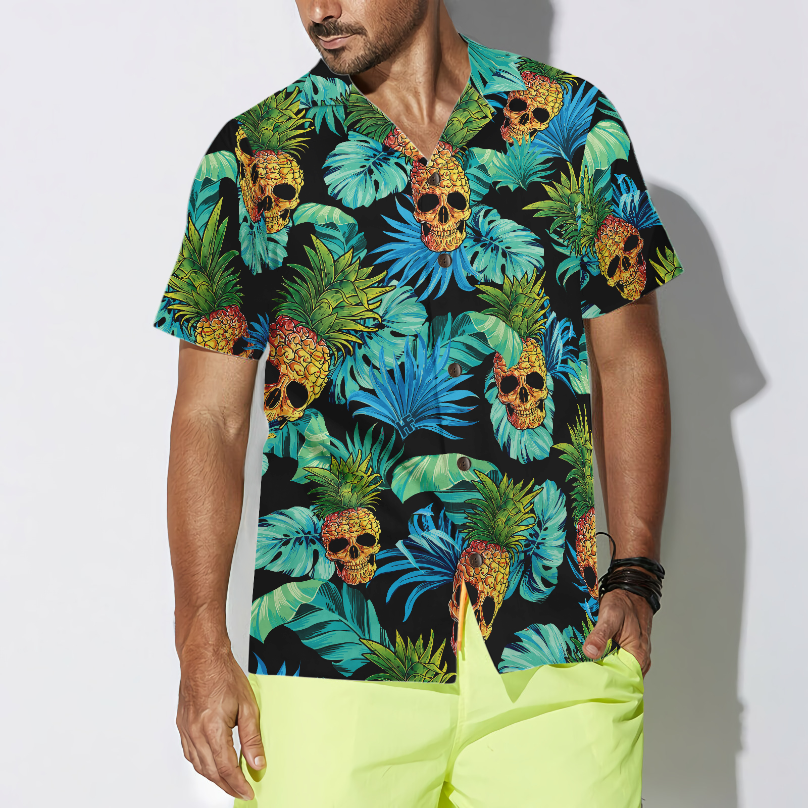 Pineapple Skull & The Tropical Leaves Hawaiian Shirt