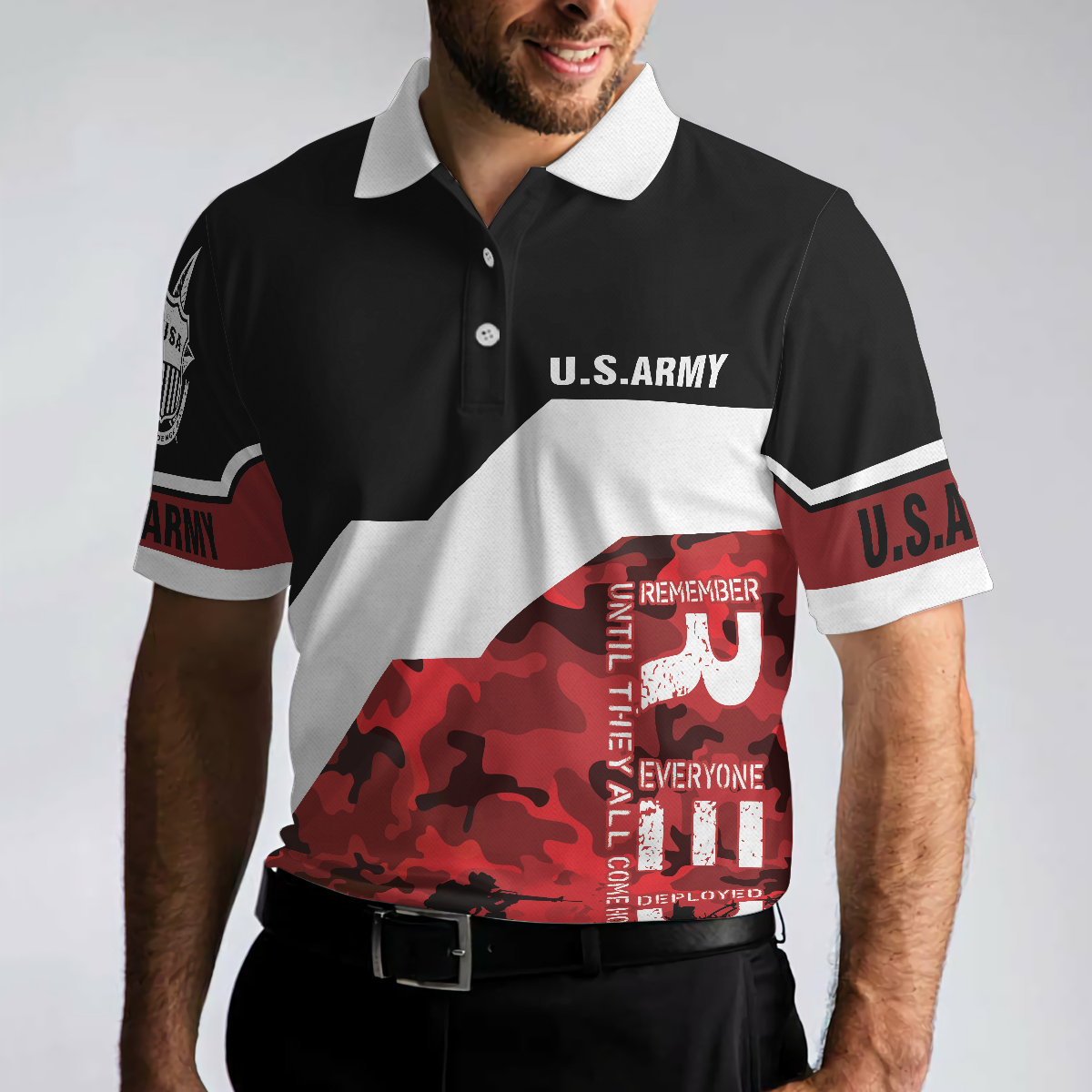 Red Until They All Come Home Polo Shirt, Veteran Polo Shirt For Men, Unique Veteran Day's Shirt