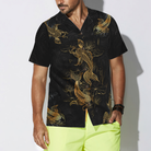 Golden Koi Fish On Waves Hawaiian Shirt