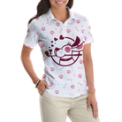 Just A Dog Mom Who Loves Golf Short Sleeve Women Polo Shirt, White And Pink Golf Shirt, Golf Gift For Dog Lovers