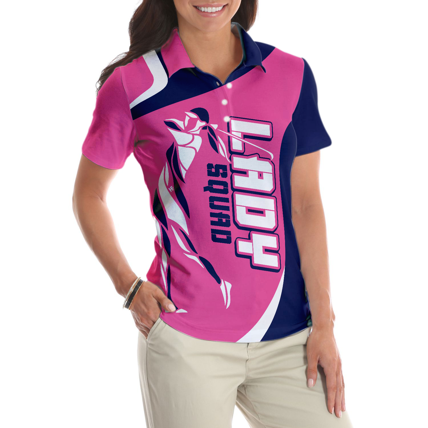 Lady Squad Golf Girl V2 Short Sleeve Women Polo Shirt, Pink Golf Shirt For Ladies, Cool Golf Gift For Women