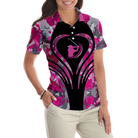 Golf Girl Pink Camouflage Pattern Short Sleeve Women Polo Shirt, Unique Female Golf Gift