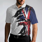 Skull United Kingdom Ripped Golf Short Sleeve Polo Shirt, Golf Pattern Polo Shirt, UK Golf Shirt For Men