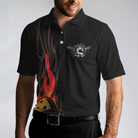 Life Is Like Bowling Keep Your Eyes On The Balls Bowling Polo Shirt, Black Flame Bowling Ball Polo Shirt For Men