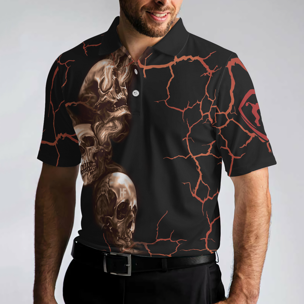 Bowl Curse Polo Shirt, Skull Bowling Polo Shirt Design For Bowlers, Spooky Halloween Bowling Gift Idea